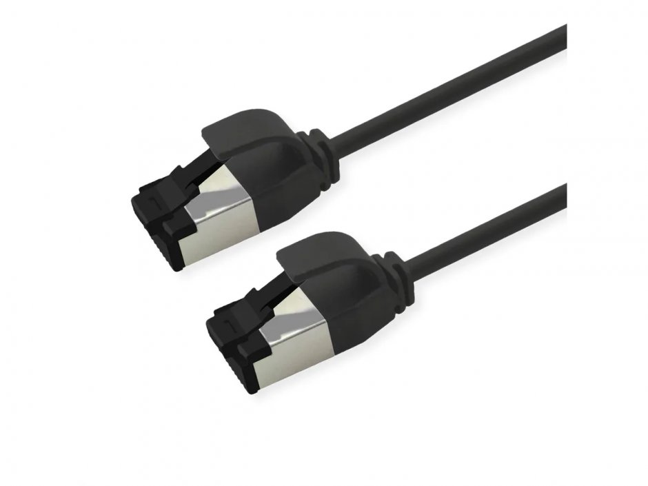 Imagine Cablu de retea RJ45 Slim U/FTP Cat. 8.1 (Class I) LSOH 0.15m Negru, Roline 21.15.3260