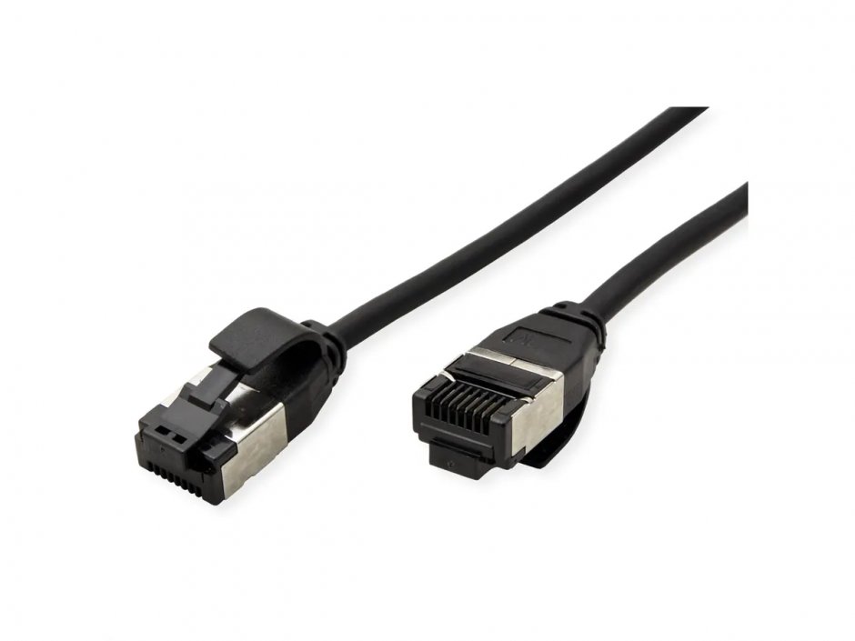 Imagine Cablu de retea RJ45 Slim U/FTP Cat. 8.1 (Class I) LSOH 0.3m Negru, Roline 21.15.3261