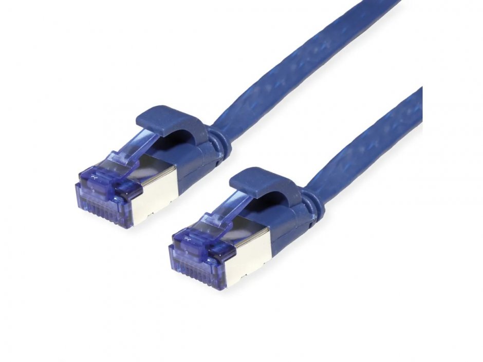 Imagine Cablu de retea RJ45 extra flat FTP cat.6A 1.5m Albastru, Value 21.99.2154