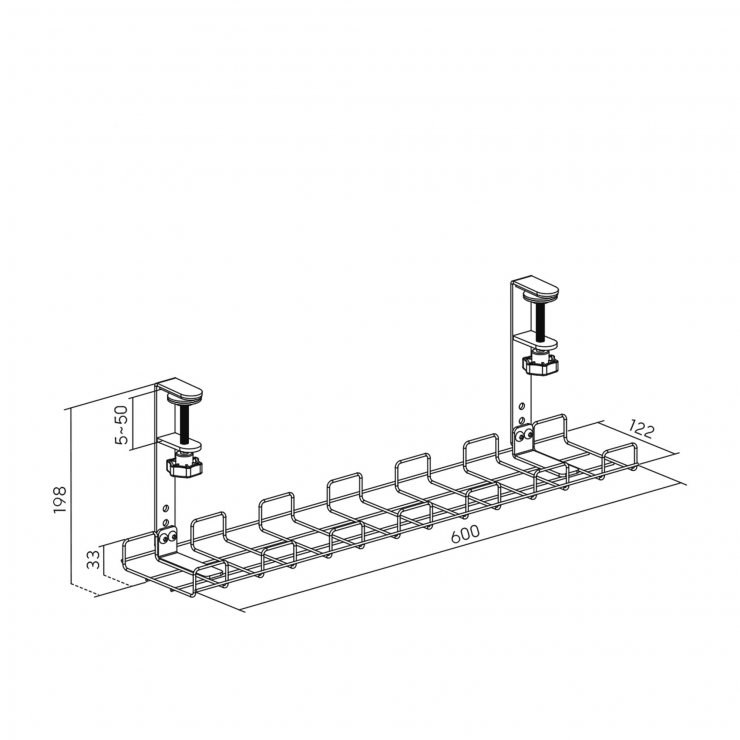 Imagine Organizator cabluri sub birou 0.6m Negru, InLine IL23190G