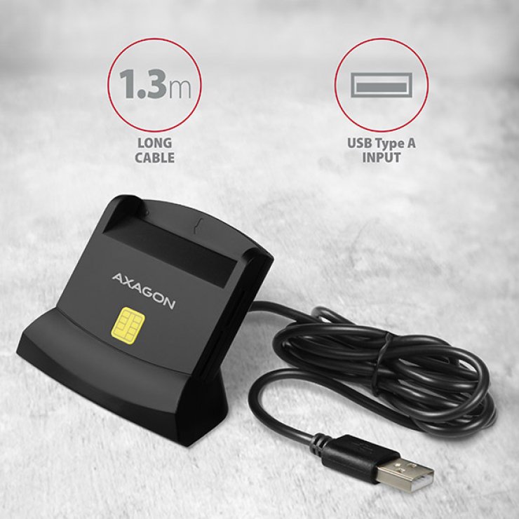 Imagine Stand/Cititor de carduri USB-A 2.0 la Smart Card/ID + SD/microSD/SIM, Axagon CRE-SM2