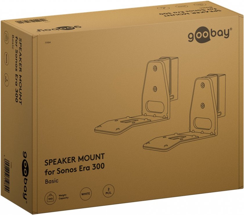 Imagine Set 2 buc suport perete pentru boxe Sonos Era 300 Alb, Goobay G71984