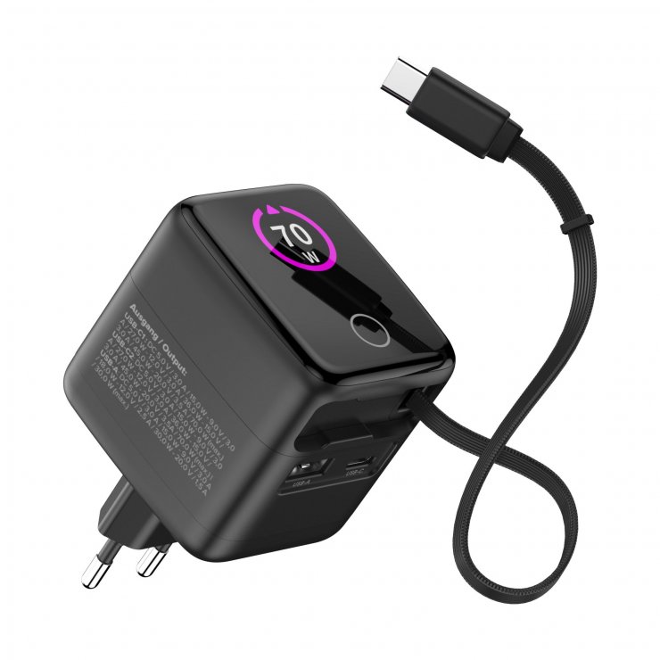 Imagine Incarcator priza USB-C PD + USB-A QC 70W + cablu 60cm, InLine IL31507R
