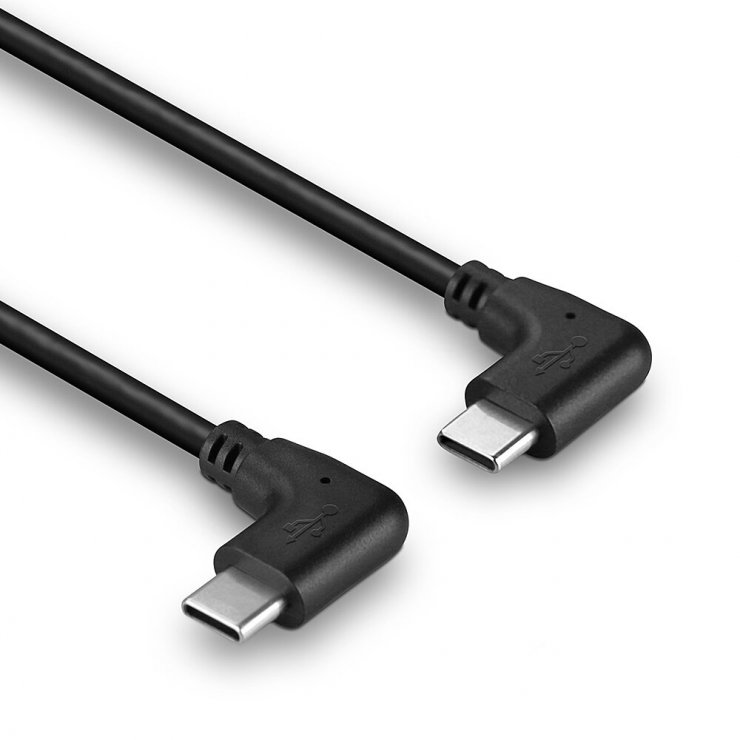 Imagine Cablu USB type C 2.0 unghi/unghi 90 grade T-T 1m Negru, Lindy L32009