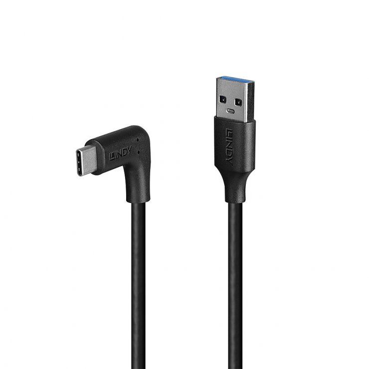 Imagine Cablu USB 3.2-A la USB type C drept/unghi 90 grade 1m, Lindy L32013