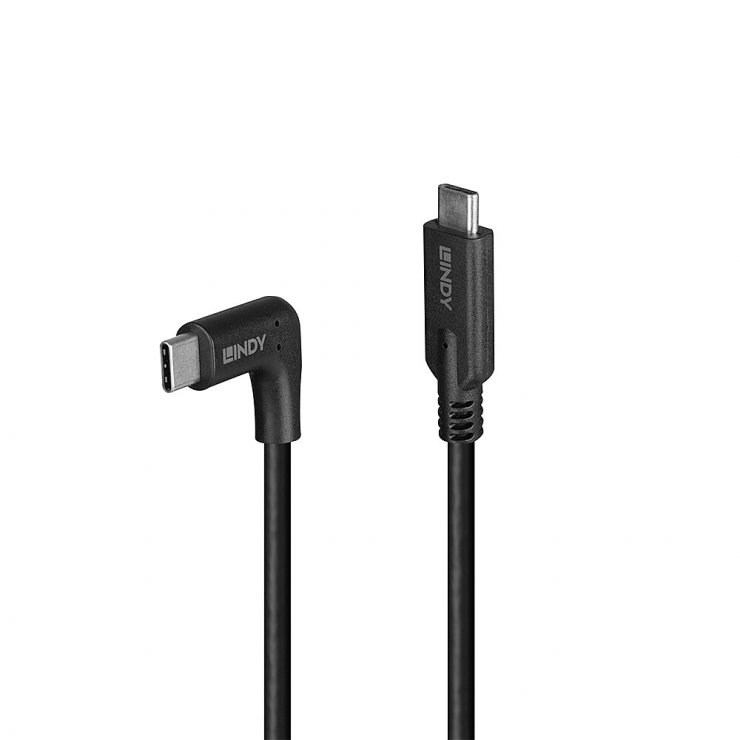 Imagine Cablu USB 3.2-C la USB type C drept/unghi 90 grade 1.5m, Lindy L32019