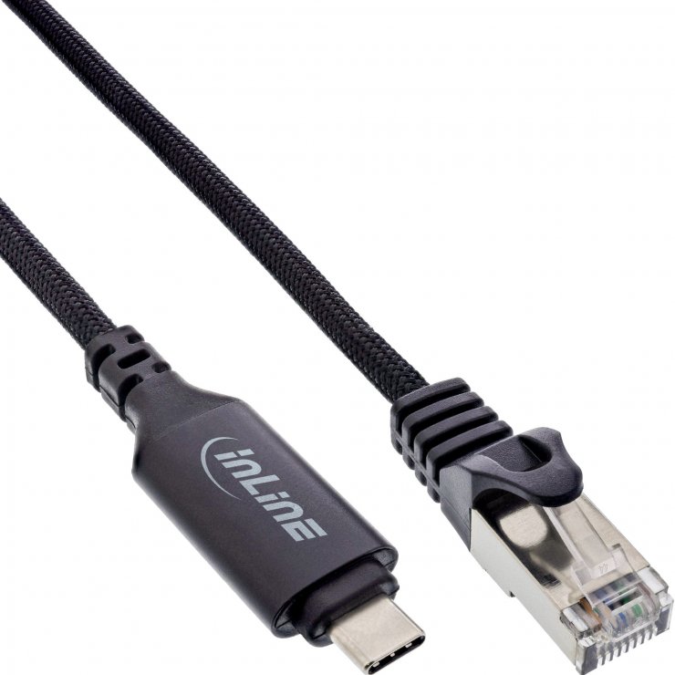 Imagine Cablu de retea RJ45 USB 3.2 type C la LAN Gigabit 2m, InLine IL33381A