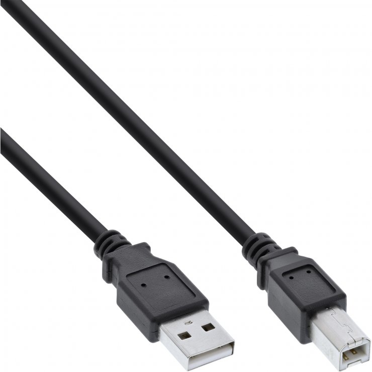 Imagine Cablu de imprimanta USB 2.0-A la USB-B T-T 2m Negru, InLine IL34520X