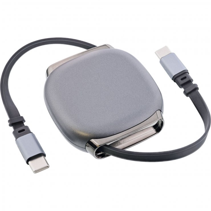 Imagine Cablu USB type C la USB type C 100W 0.8m retractabil, InLine IL35850