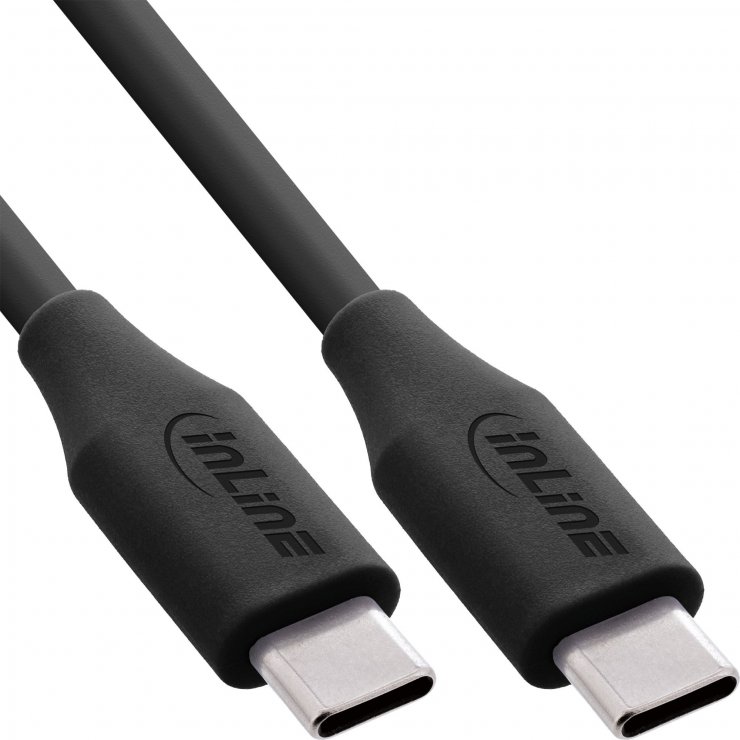 Imagine Cablu USB 2.0 type C fast charging silicon 100W Negru 2m, InLine IL35892