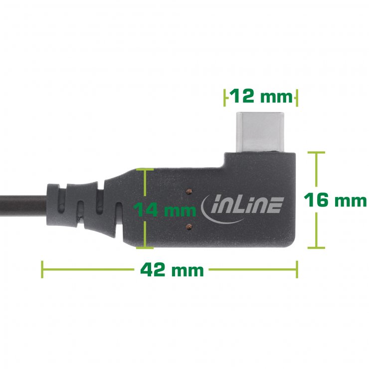 Imagine Cablu USB 4 type C drept/unghi 90 grade 240W/8K60Hz T-T 2m Negru, InLine IL35912I