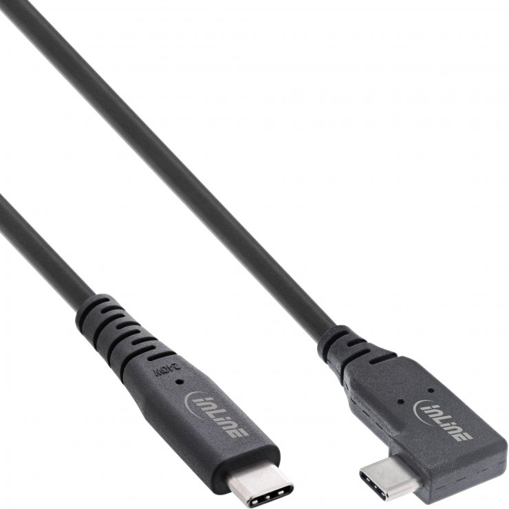 Imagine Cablu USB 4 type C drept/unghi 90 grade 240W/8K60Hz T-T 1.5m Negru, InLine IL35914I