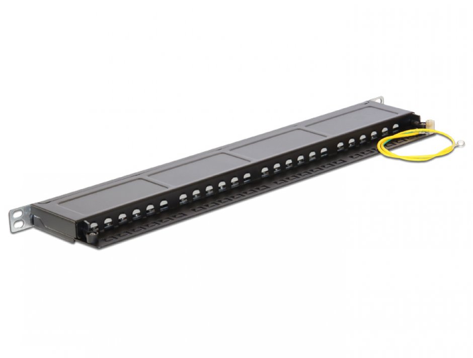 Imagine Patch panel 19" 24 porturi Cat.6 0.5U Negru, Delock 43316