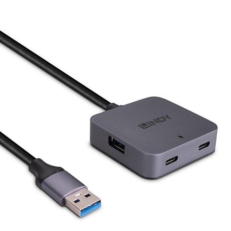 Imagine Cablu activ prelungitor USB 3.2 cu HUB 2 x USB-A + 2 x USB type C T-M 5m, Lindy L43388