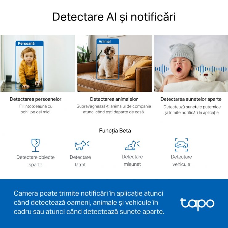 Imagine Camera IP wireless 2K cu microfon si SD card, TP-LINK Tapo C220