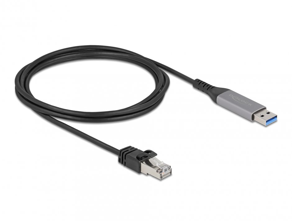 Imagine Cablu de retea USB 3.1-A la RJ45 Gigabit LAN 2m, Delock 60756