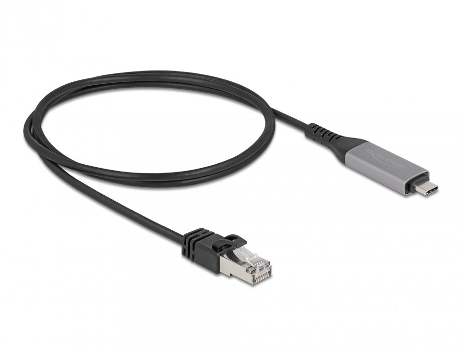 Imagine Cablu de retea USB Type C la RJ45 Gigabit LAN 1m, Delock 60759