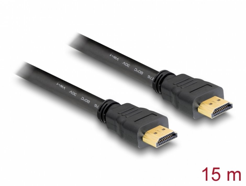 Imagine Cablu HDMI 4K v1.4 T-T 15m Negru, Delock 82710