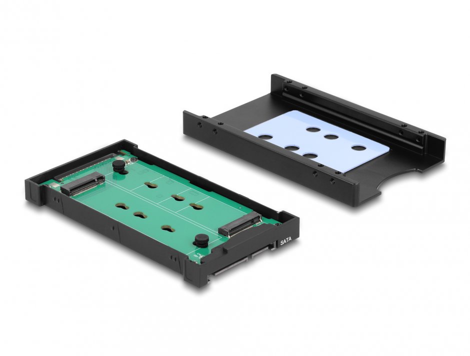 Imagine Rack extern M.2 Key M NVMe SSD la U.2 sau M.2 Key B SATA SSD la SATA, Delock 64301