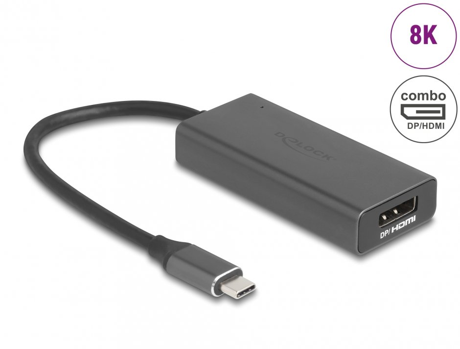 Imagine Adaptor USB Type C la combo HDMI/DisplayPort 8K, Delock 64316