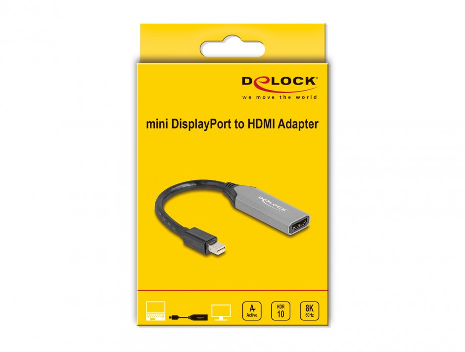Imagine Adaptor Mini DisplayPort la HDMI 8K60Hz cu HDR, Delock 64331