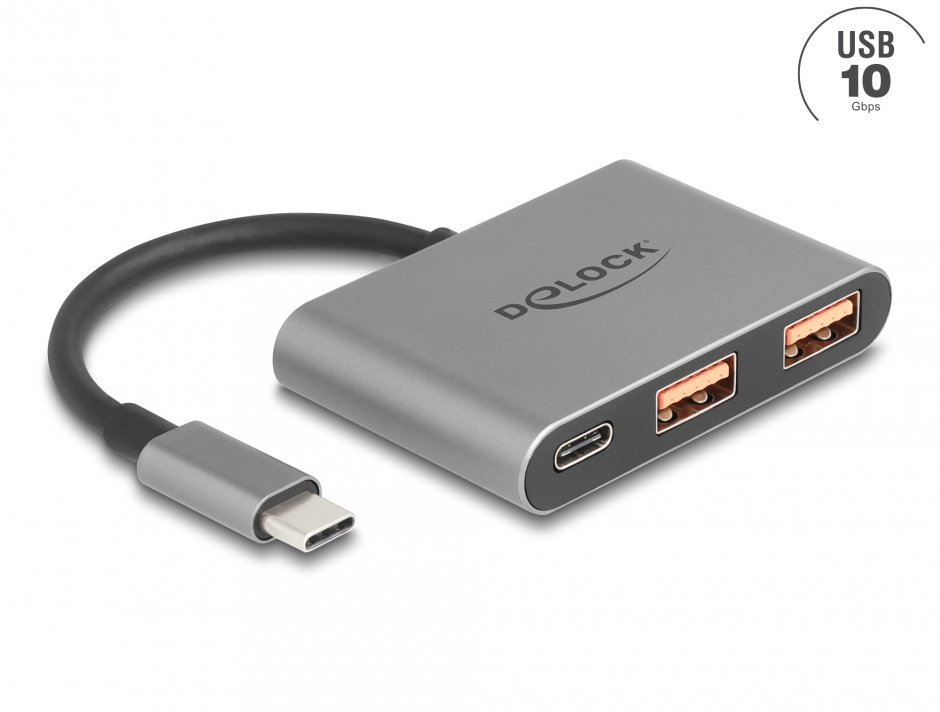 Imagine HUB USB 3.2 type C la 1 x USB type C + 2 x USB-A, Delock 64337