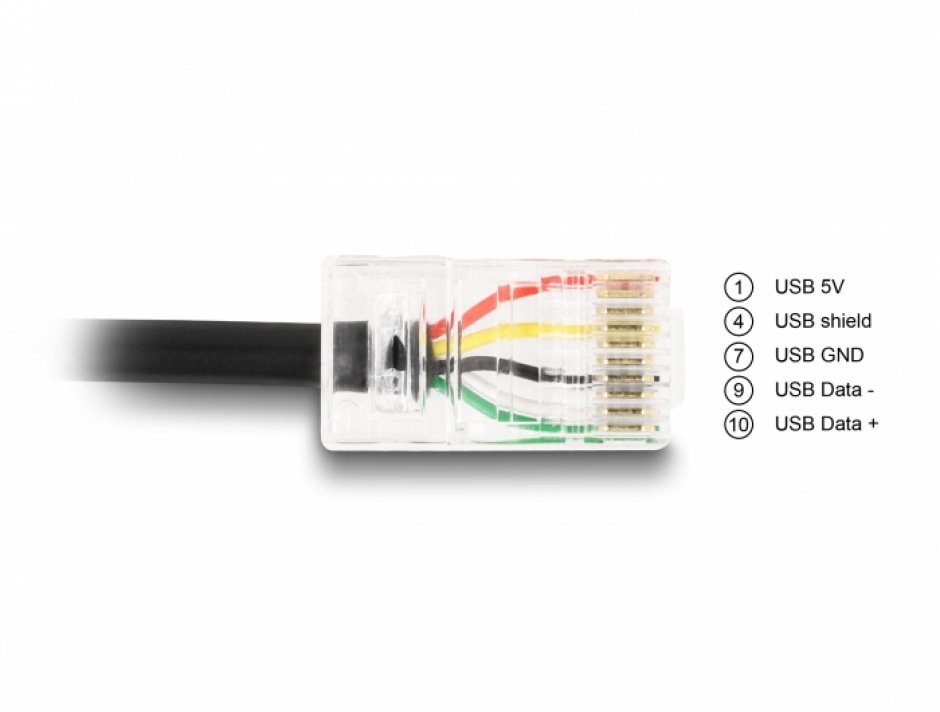 Imagine Cablu de comunicare USB 2.0-A la RJ50 pentru UPS 2m, Delock 67016