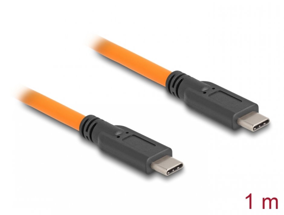 Imagine Cablu USB 3.1 type C pentru tethered shooting T-T 1m Orange, Delock 87959