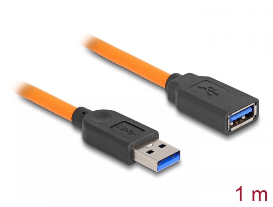 Imagine Cablu prelungitor USB 3.1-A pentru tethered shooting T-M 1m Orange, Delock 87963