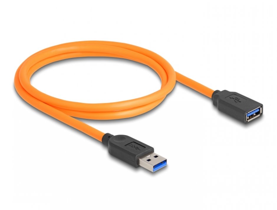 Imagine Cablu prelungitor USB 3.1-A pentru tethered shooting T-M 1m Orange, Delock 87963