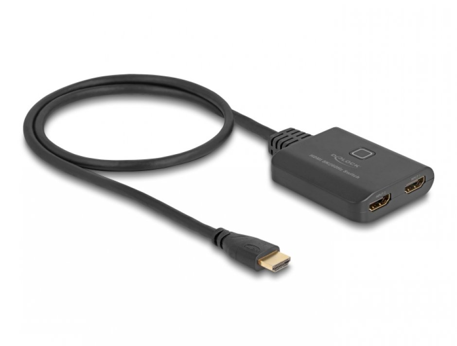 Imagine Switch HDMI 2 porturi 8K60Hz/4K144Hz + cablu 0.5m, Delock 18645