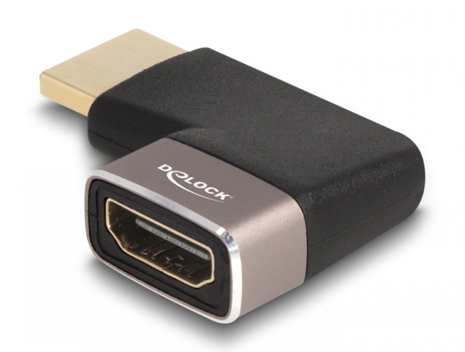 Imagine Adaptor metalic HDMI 8K60Hz T-M unghi 90 grade dreapta, Delock 60084