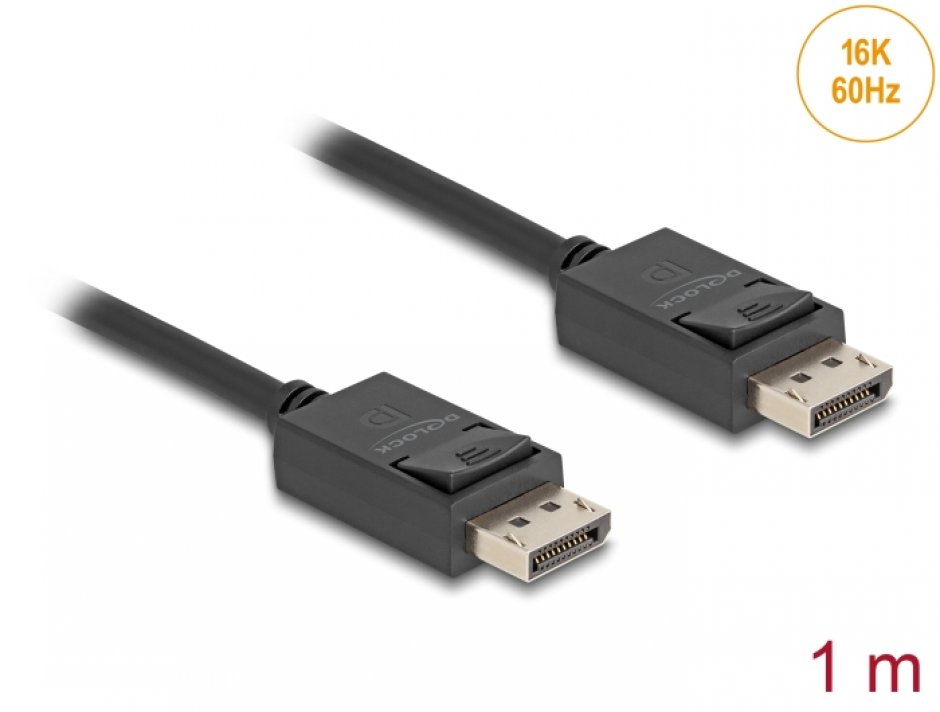 Imagine Cablu coaxial Displayport 2.1 16K60Hz/8K120Hz/4K240Hz 80Gbps T-T 1m, Delock 80491