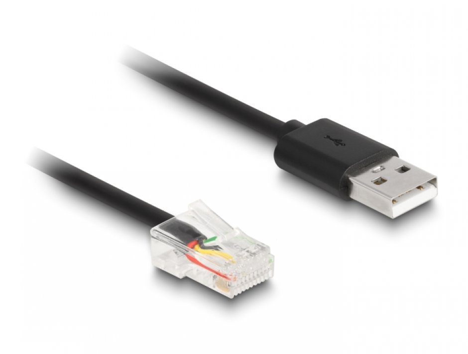 Imagine Cablu spiralat USB 2.0-A la RJ50 2m, Delock 90602