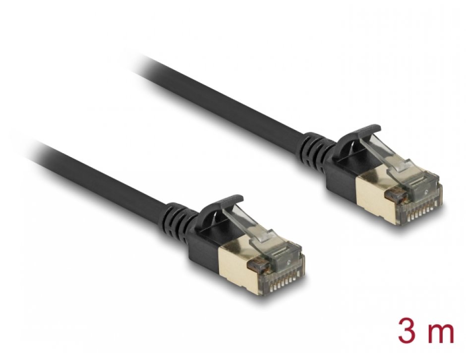 Imagine Cablu de retea RJ45 Cat.8.1 FTP Slim Pro 3m Negru, Delock 80341