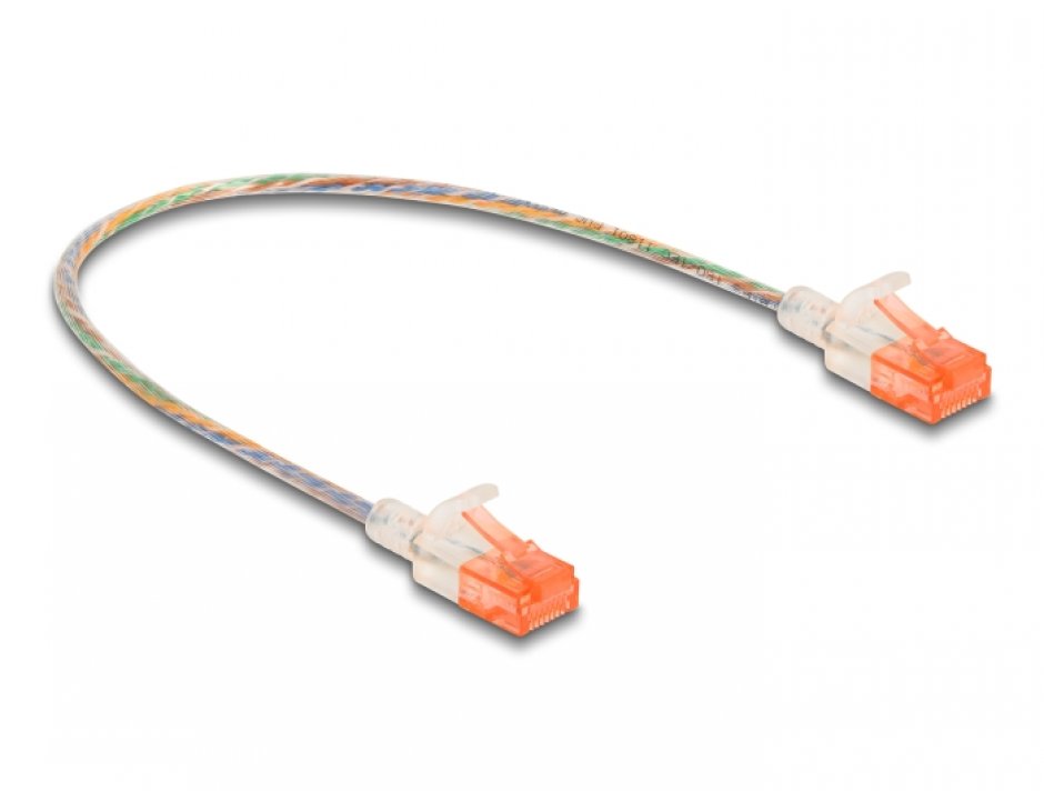 Imagine Cablu de retea RJ45 Cat.6A UTP Slim 0.3m transparent, Delock 80351