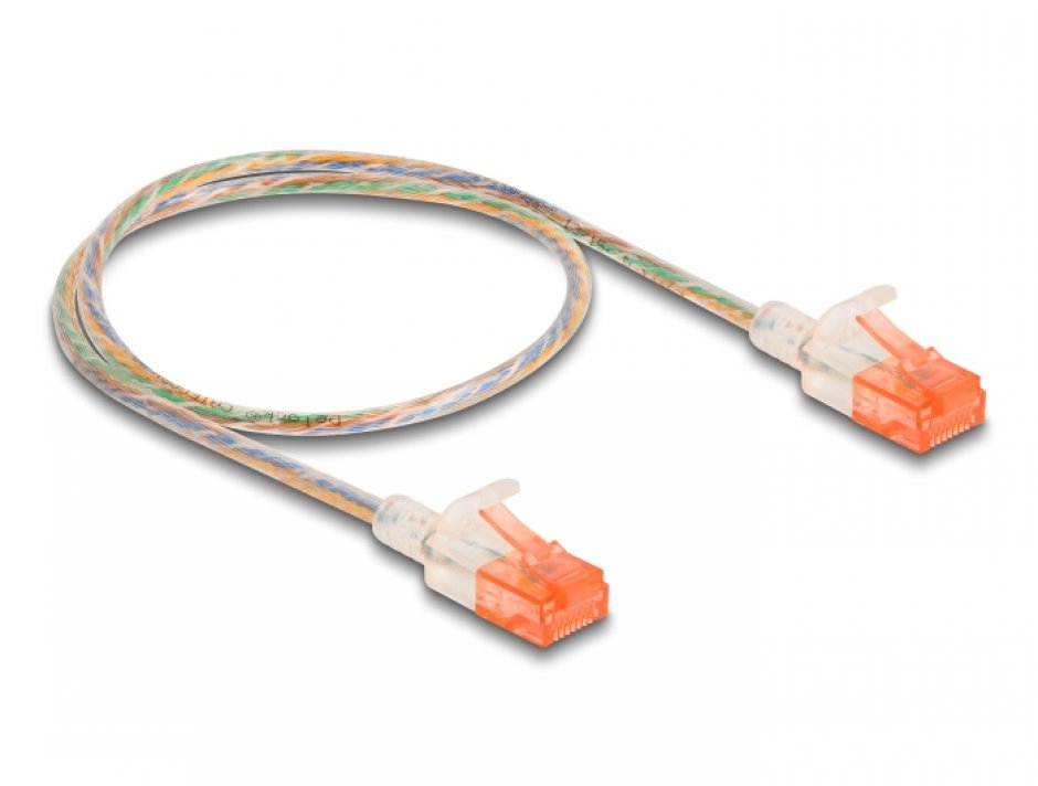 Imagine Cablu de retea RJ45 Cat.6A UTP Slim 0.5m transparent, Delock 80352