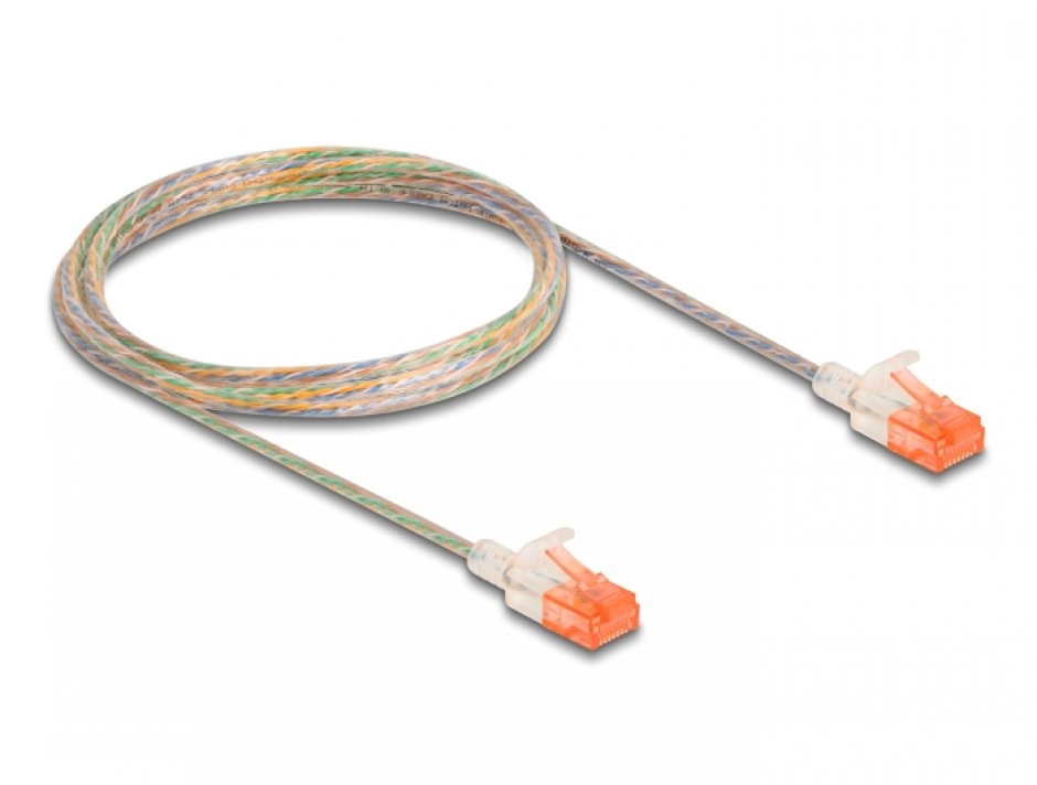 Imagine Cablu de retea RJ45 Cat.6A UTP Slim 2m transparent, Delock 80354