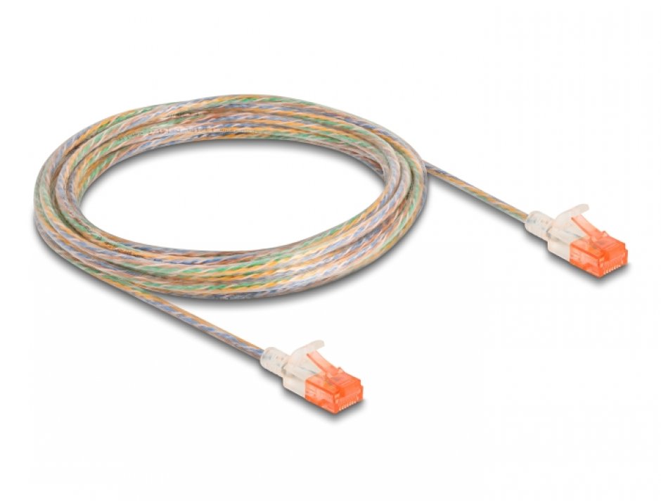 Imagine Cablu de retea RJ45 Cat.6A UTP Slim 5m transparent, Delock 80356