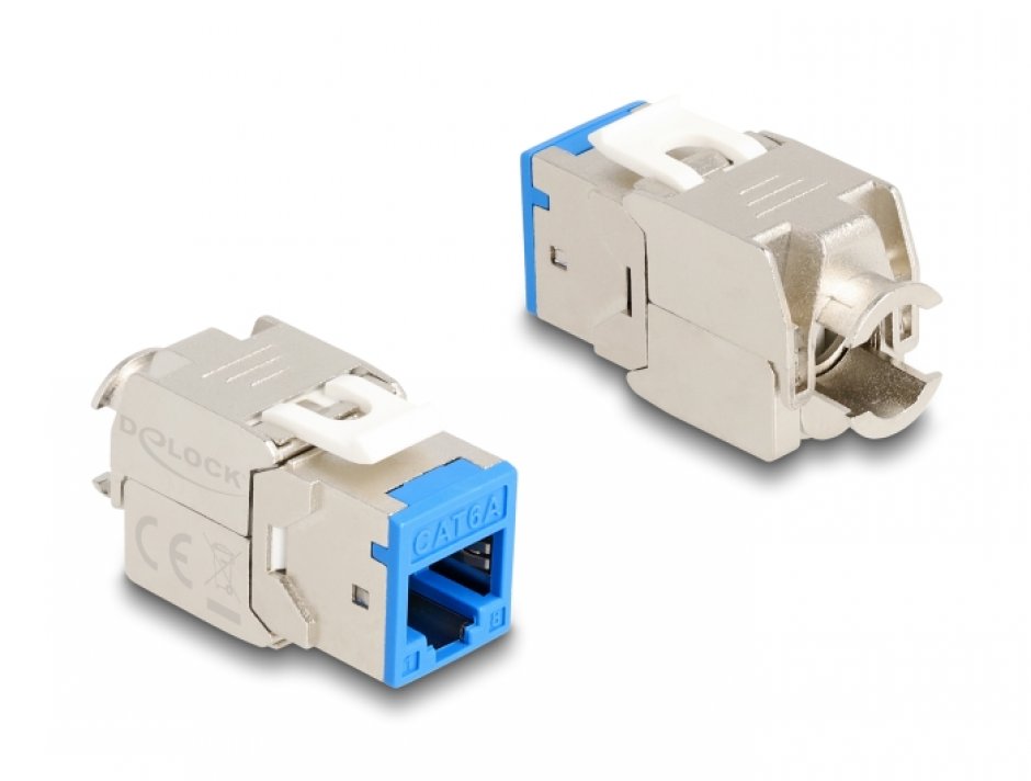 Imagine Set 10 buc modul keystone RJ45 LSA Cat.6A toolfree Albastru, Delock 88113