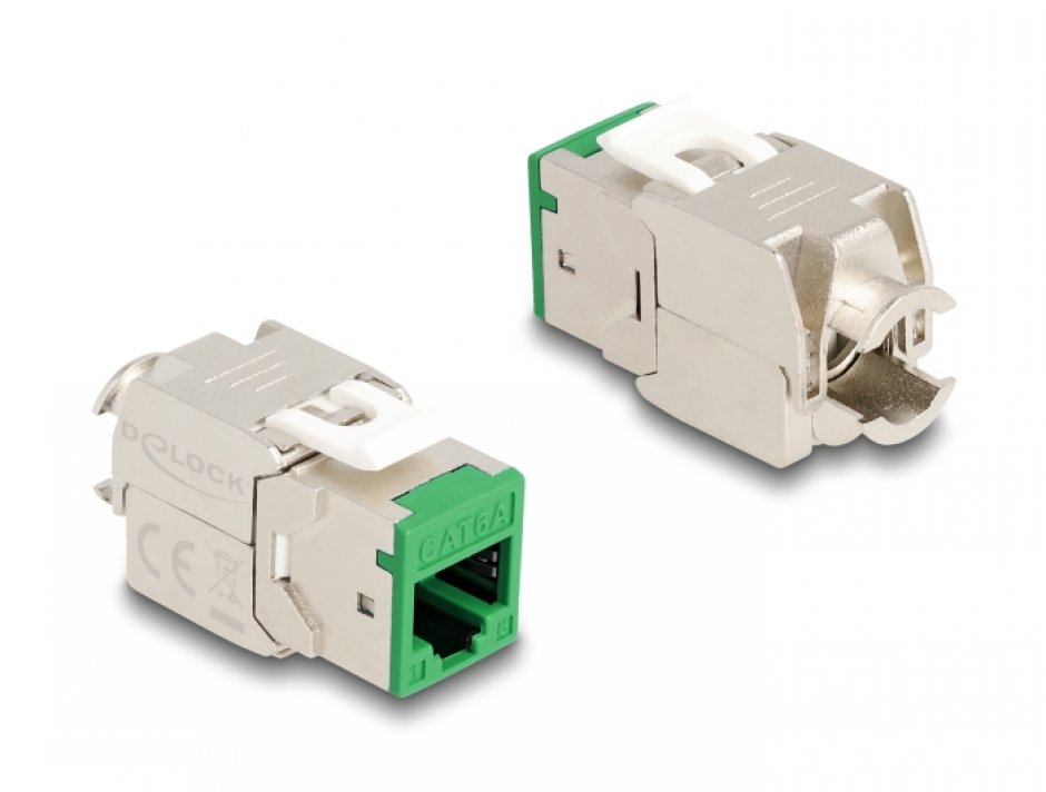 Imagine Set 10 buc modul keystone RJ45 LSA Cat.6A toolfree Verde, Delock 88116