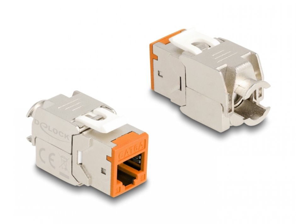 Imagine Set 10 buc modul keystone RJ45 LSA Cat.6A toolfree Orange, Delock 88117