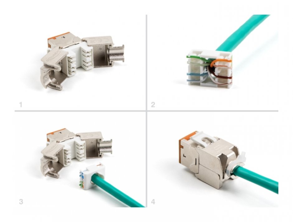 Imagine Set 10 buc modul keystone RJ45 LSA Cat.6A toolfree Orange, Delock 88117