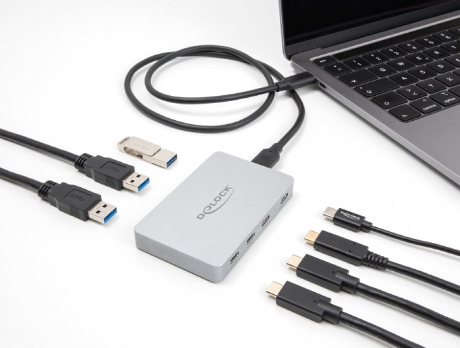 Imagine HUB USB 3.2 type C cu 4 x USB-C + 3 x USB-A PD 82W, Delock 64279