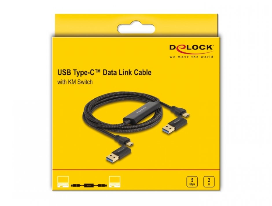 Imagine Cablu USB type C Data Link + KM Switch 2m, Delock 83014