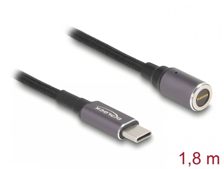 Imagine Cablu de incarcare USB type C la conector magnetic 1.8m brodat, Delock 80780