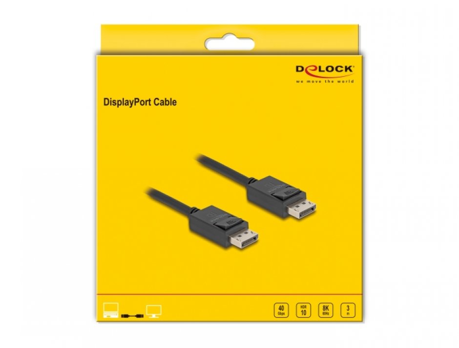 Imagine Cablu Displayport 16K30Hz/8K60Hz/4K120Hz T-T 3m, Delock 80494