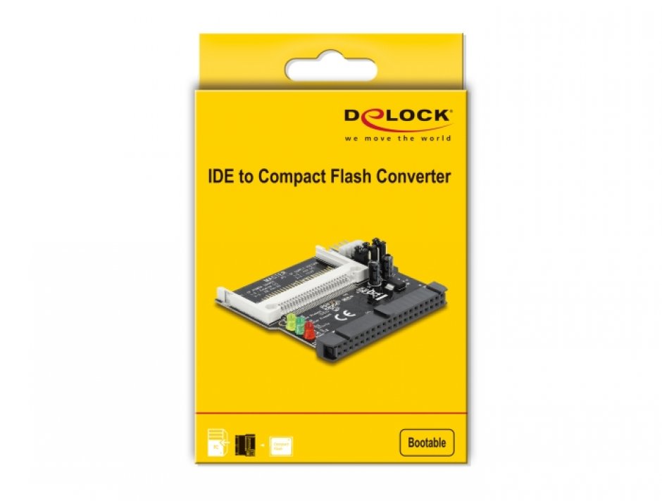 Imagine Cititor de carduri IDE 40 pini la Compact Flash, Delock 91620