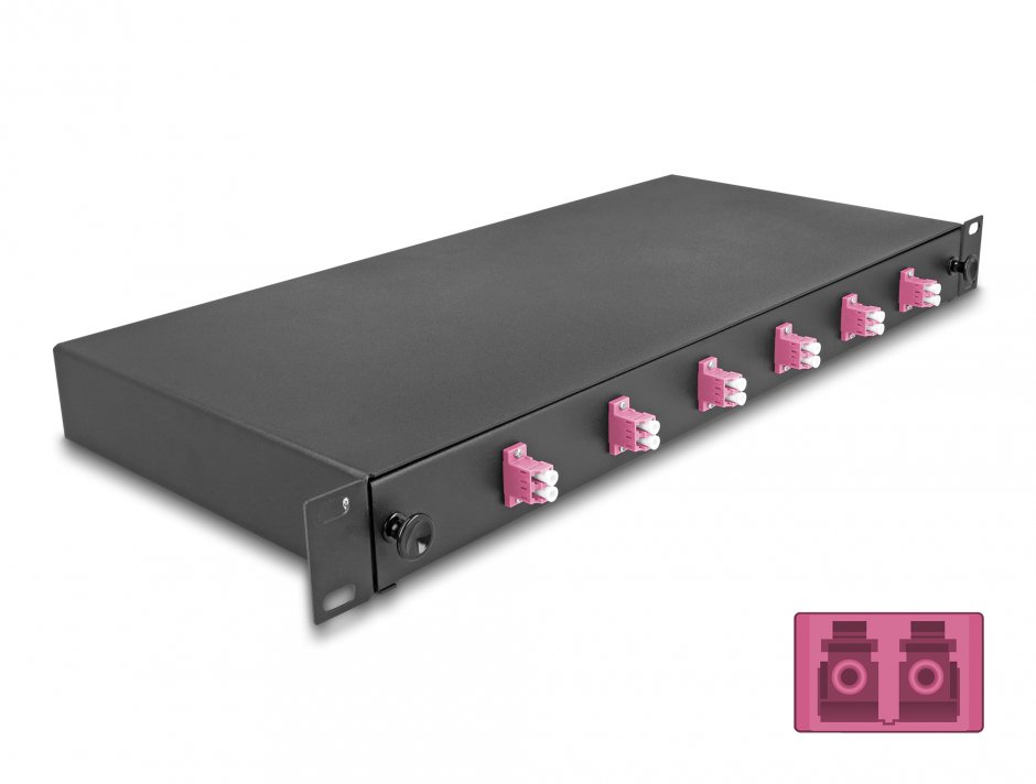 Imagine Patch panel 19" fibra optica 6 x LC Duplex OM4 1U, Delock 66999
