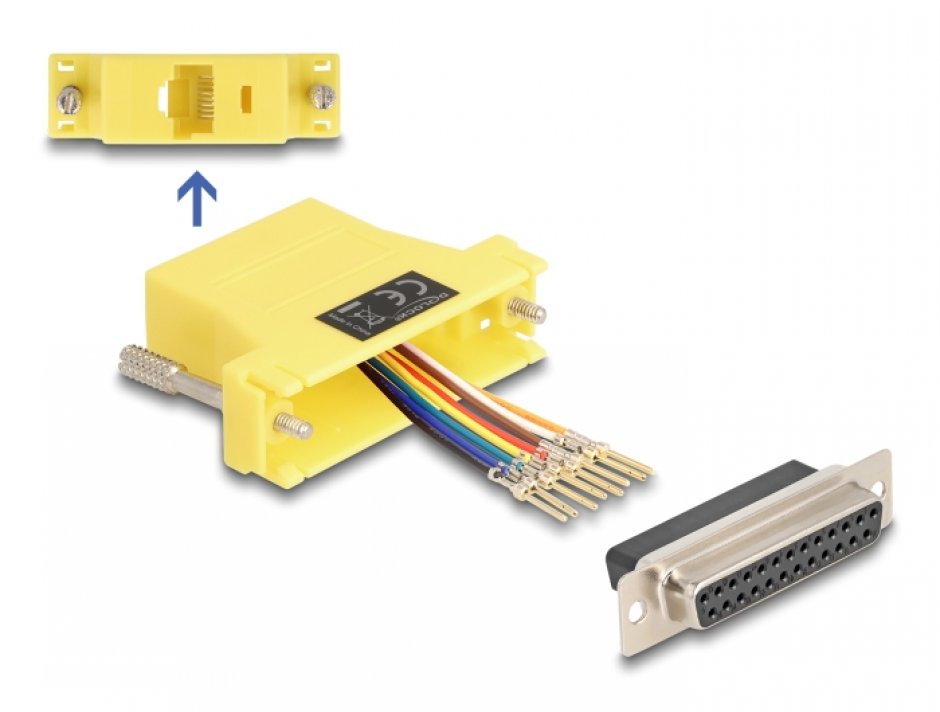 Imagine Adaptor Assembly Kit D-Sub 25 pini la RJ45 M-M Galben, Delock 67119